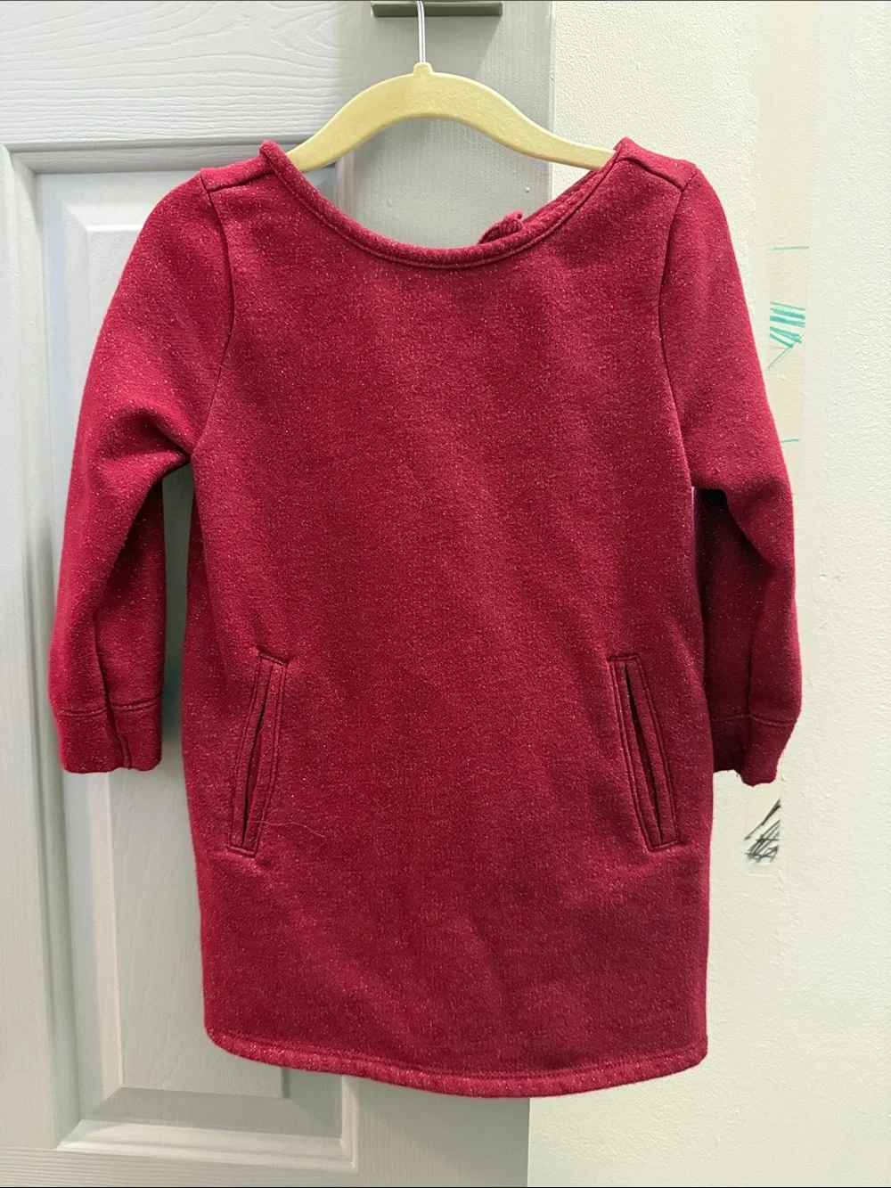 Old Navy Girls' Long-Sleeve Knit Dress in Deep Raspberry
